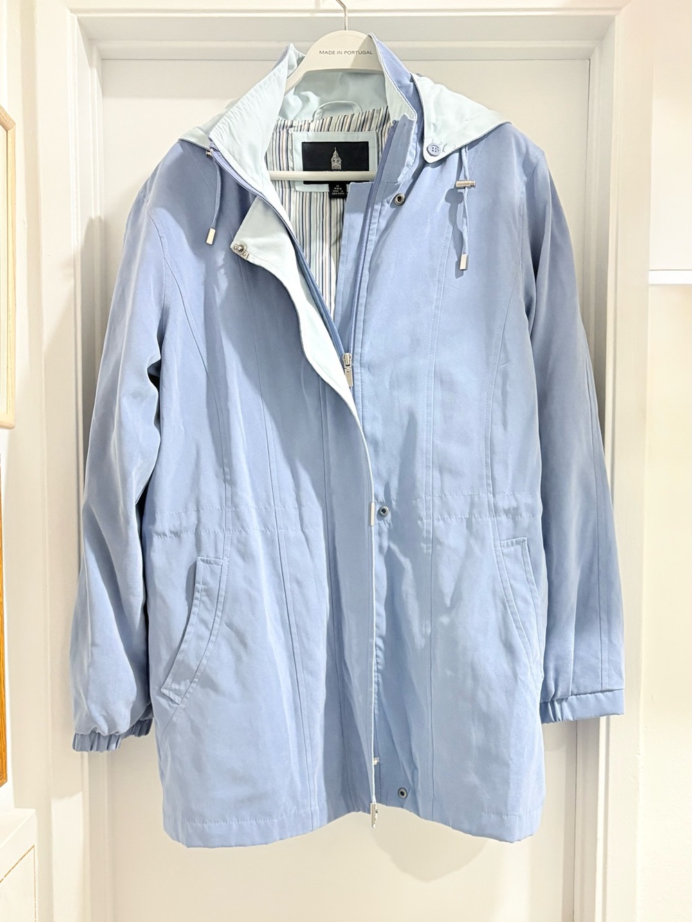 London Fog Pale Blue Hooded Utility Anorak
